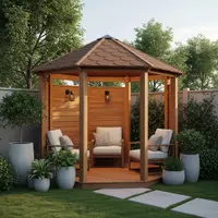 Desain Halaman Belakang Rumah Kecil dengan Gazebo Mini