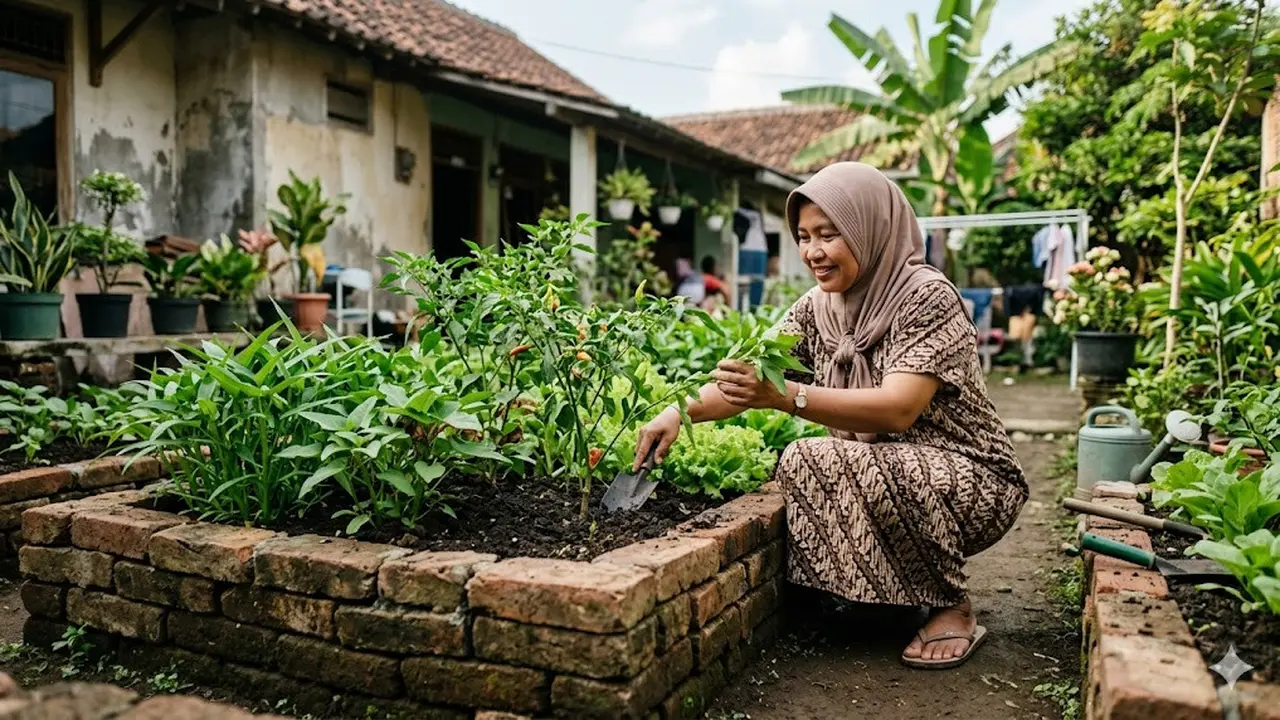 Cara Membuat Bedengan Sayur dari Bata Bekas Tanpa Semen