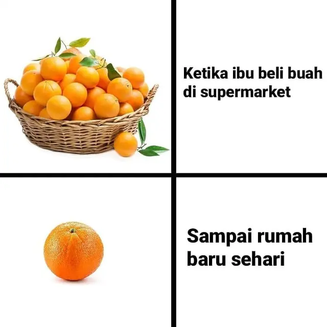 7 Meme Beda Buah Saat di Supermarket dengan di Rumah Ini Bikin Tepuk Jidat
