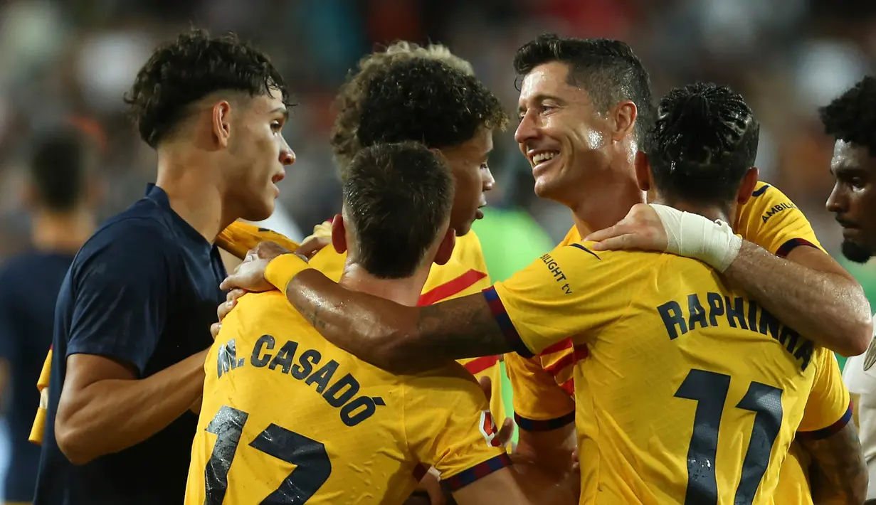 Mengawali La Liga musim 2024/2025, Barcelona sukses meraih kemenangan. (AP Photo/Alberto Saiz)
