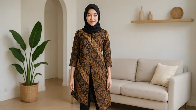 7 Model Tunik Batik Belah Depan, Nyaman dan Anggun untuk Gaya Sehari-hari