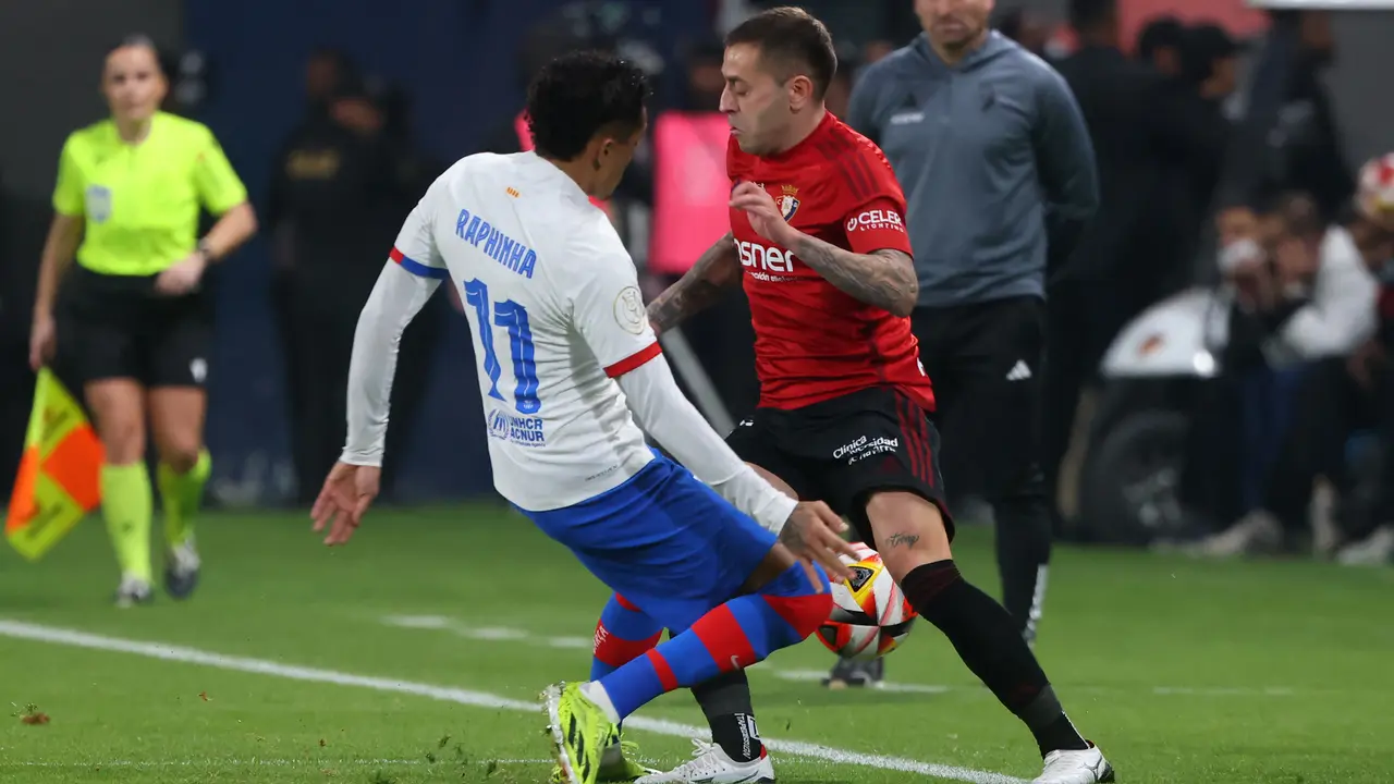 Raphinha - Barcelona Vs Osasuna di semifinal Supercopa de Espana 2023/2024