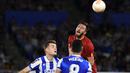 <p>Tidak ada gol hingga akhir laga. Tambahan waktu 8 menit tidak cukup bagi Sociedad. Skor 0-0 membuat AS Roma ke perempat final. (AP Photo/Alvaro Barrientos)</p>