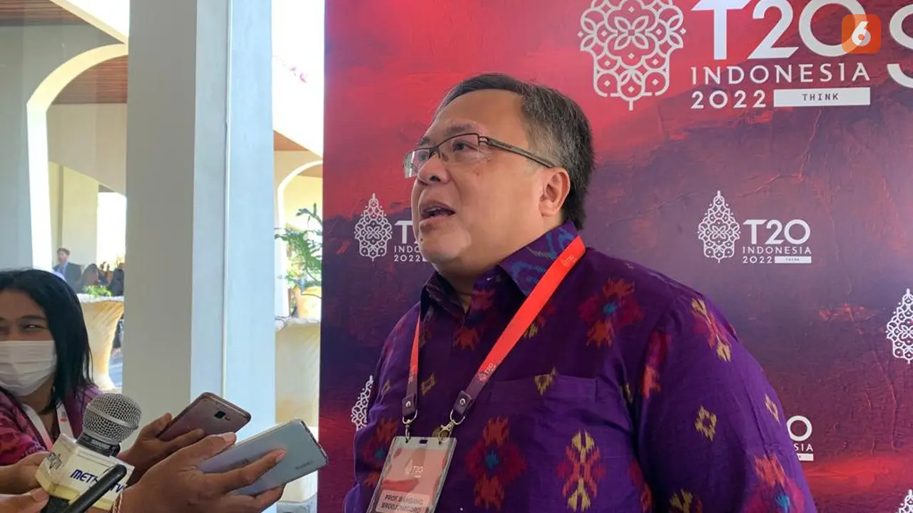Prof. Bambang Brodjonegoro selaku Lead Co-Chairs KTT G20 yang diadakan di Nusa Dua, Bali pada 4-6 September 2022.(Liputan6/Benedikta Miranti T.V)