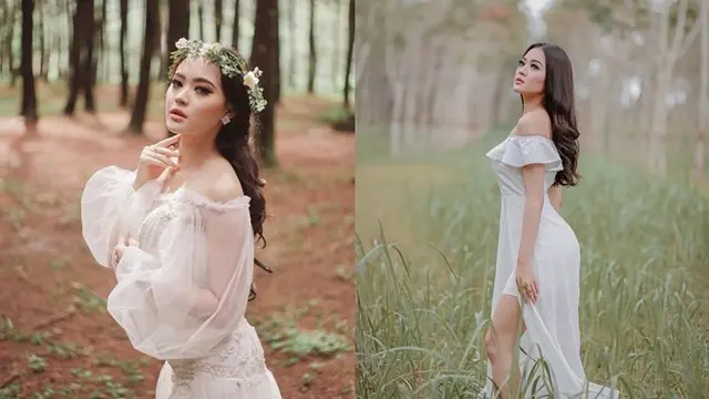 Olivia Gunawan terlihat cantik saat menggunakan dress putih