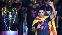 Xavi Hernandez merupakan pemain legenda bagi Barcelona. Ia adalah gelandang dengan kemampuan untuk mengontrol tempo dan mampu mendikte permainan. Xavi telah menorehkan 16 penampilan di semifinal Liga Champions dengan mempersembahkan empat kali gelar juara. (AFP/Josep Lago)