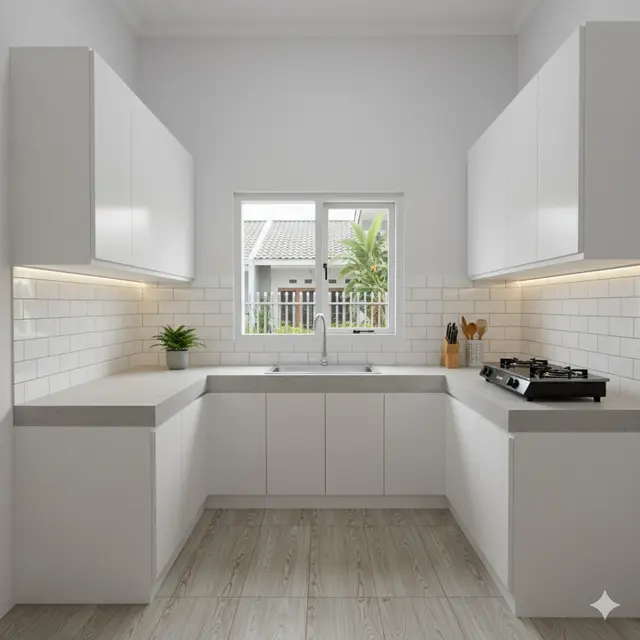Dapur Rumah Minimalis Murah dengan Meja Keramik
