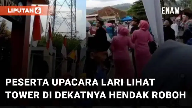 VIDEO: Peserta Upacara Berhamburan Lari Lihat Tower di Dekatnya Hendak Roboh, Ini Kenyataannya