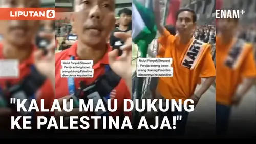VIDEO: Pasang Bendera di Stadion Patriot, Petugas Minta Jakmania Pergi ke Palestina