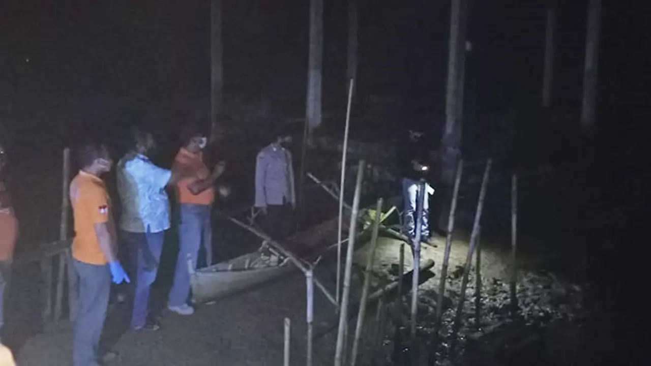Lokasi penemuan mayat di di Sungai Makatene, Kabupaten Kepulauan Sangihe.