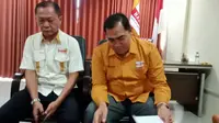 Ketua Dewan Pengurus Daerah (DPD) Hanura Kepri Bakti Lubis menyampaikan klarifikasi hasil Muscablub Partai Hanura Kota Batam. Foto: liputan6.com/ajang nurdin&nbsp;