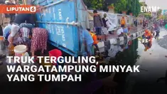 Kecelakaan tunggal dialami truk kontainer pengangkut minyak goreng di Makassar, Sulawesi Selatan. Insiden terjadi di depan kampus Universitas Negeri Makassar (UNM) pada Kamis (24/10/2024) pagi. Truk terguling dan menyebabkan minyak goreng yang diangk...