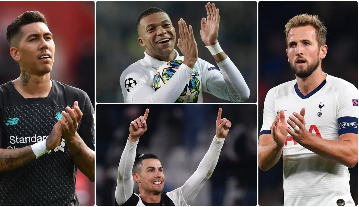 Kylian Mbappe menjadi penyerang atau center foward dengan harga termahal di dunia berdasarkan nilai pasar pada 2019-2020. Selain nama Mbappe, ada Harry Kane dan Firmino yang menyusul, serta Cristiano Ronaldo. Berikut 10 penyerang dengan nilai pasar tertinggi. (kolase foto AFP)