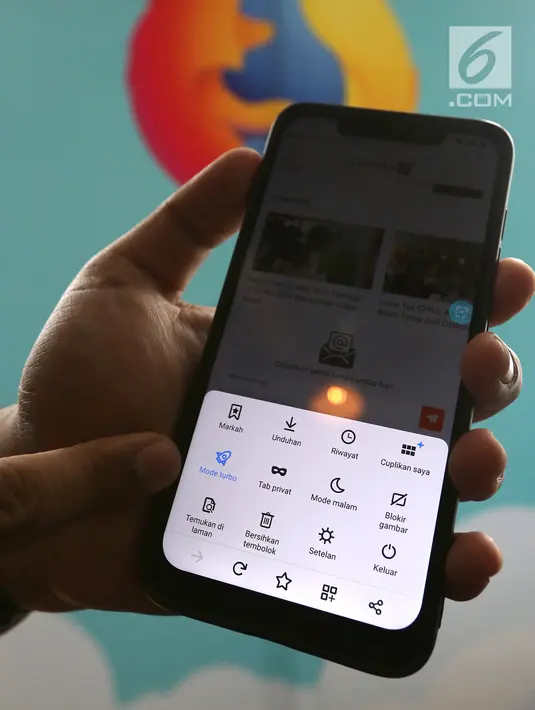 Tampilan Firefox Lite pada ponsel berbasis Android saat peluncuran Firefox Lite dan ScreenshotGo di Jakarta, Kamis (1/11). (Merdeka.com/Arie Basuki)