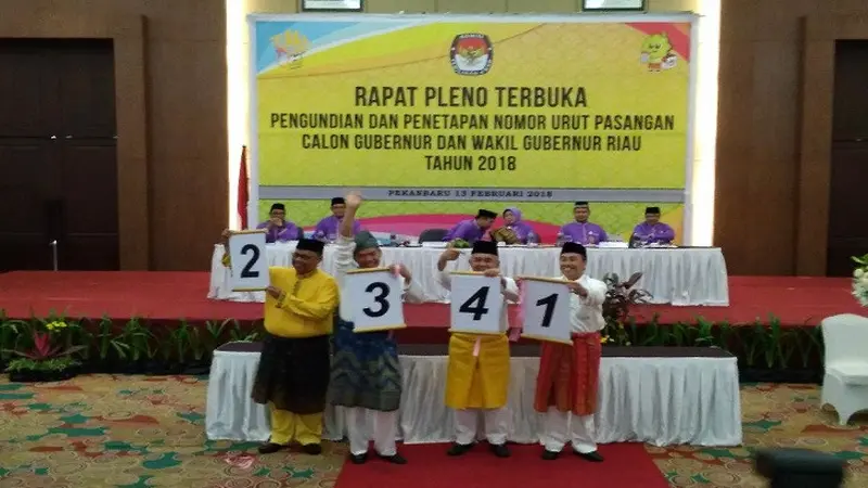 Pencabutan Nomor Urut Pemilihan Gubernur Riau 2018