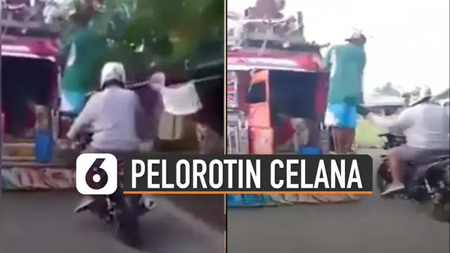 VIDEO: Jahil Banget, Pemotor Pelorotin Celana Penumpang Angkot