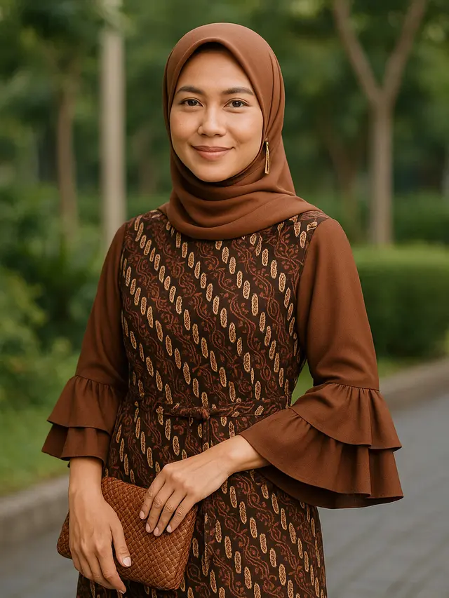 8 Inspirasi Long Dress Lengan Ruffle untuk Ibu-ibu, Bikin Tampilan Awet Muda dan Anggun