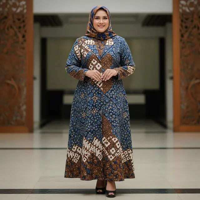 Model Gamis Batik Blazer Syari Size Besar