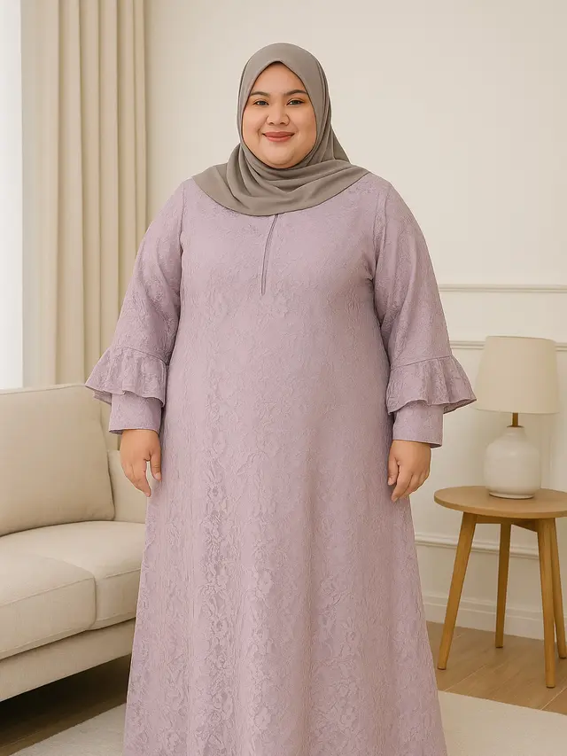 7 Rekomendasi Gamis Brokat untuk Orang Gemuk, Tampil Anggun dan Nyaman Dipakai