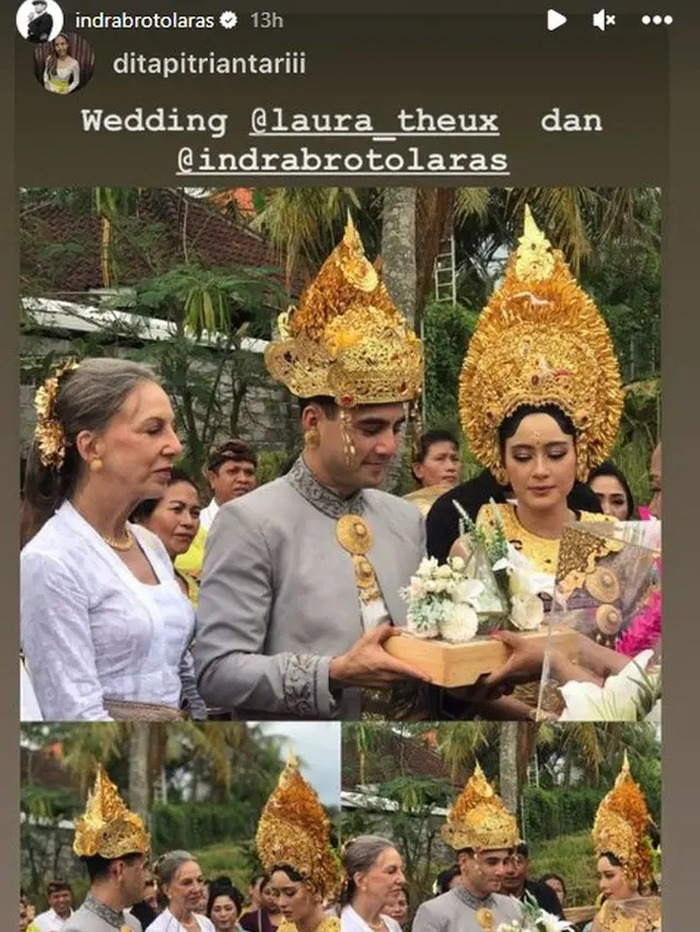 6 Potret Pernikahan Laura Theux dan Indra Brotolaras, Kental Adat Bali
