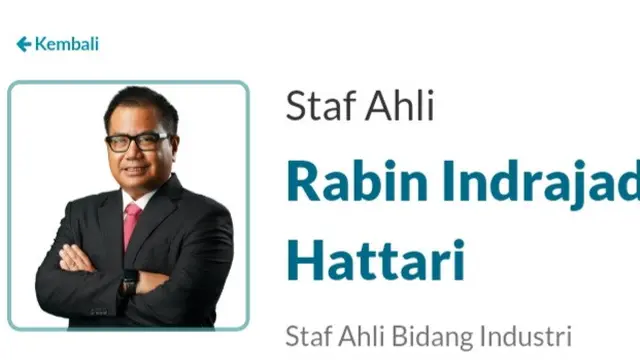 Rabin Hattari merupakan Staf Ahli bidang Industri Kementerian BUMN.