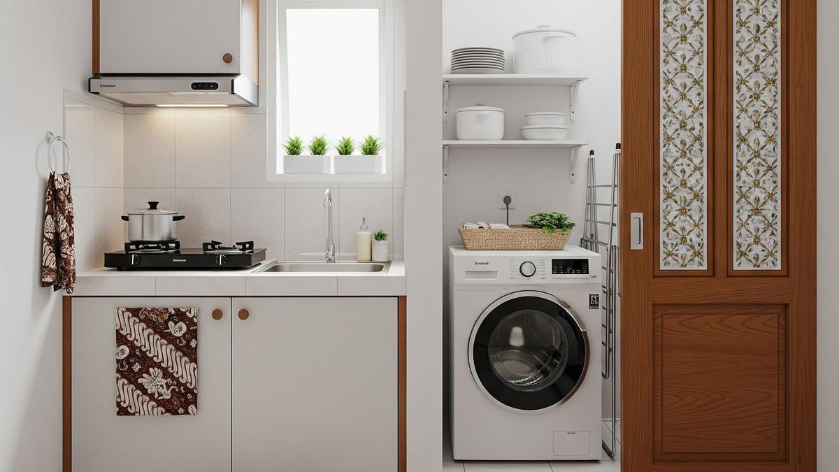 9 Model Dapur Mungil 1,5x2 Meter Rumah Type 21 yang Menyatu dengan Ruang Laundry