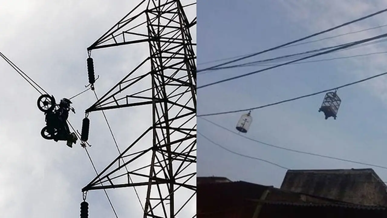 6 Barang Nyangkut di Kabel Listrik Ini Absurd Banget, Bikin Mikir Cara Naruhnya