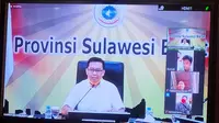 Juru Bicara Gugus Tugas Penanganan Covid-19 Sulawesi Barat Safaruddin Sanusi saat video conference