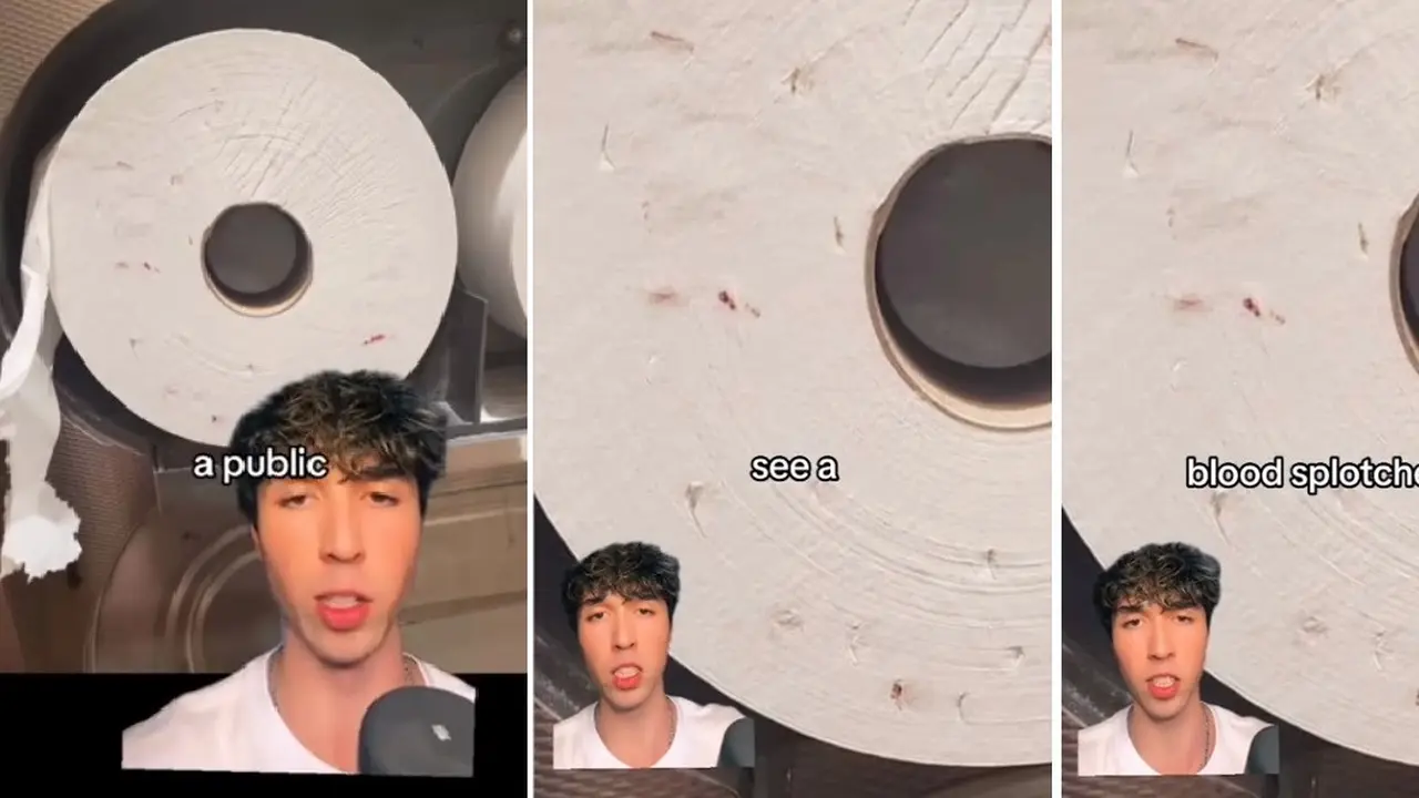Tisu Toilet Umum dengan Noda Bintik Merah