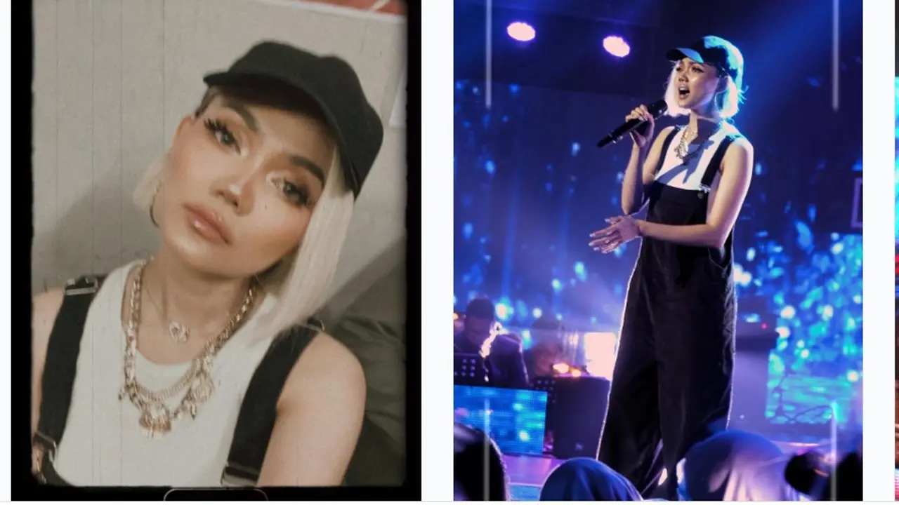 Gaya Rina Nose ketika meniru Agnez Mo (Foto: Instagram rinanose16)