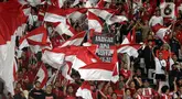 Pendukung Garuda Muda memenuhi area tribun penonton jelang laga lanjutan Grup A Piala AFF U-23 2025 antara Timnas Indonesia melawan Malaysia di Stadion Utama Gelora Bung Karno, Jakarta, Senin (21/7/2025). (Liputan6.com/Helmi Fithriansyah)