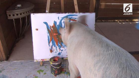 Pigcasso, Babi yang Bisa Hasilkan Karya Senilai Ribuan Dolar