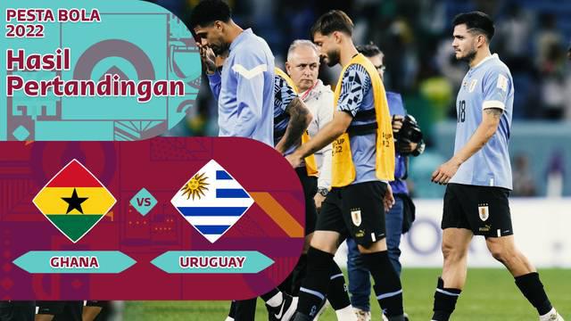 Berita Motion grafis hasil pertandingan Piala Dunia 2022. Timnas Uruguay taklukan Ghana 2-0. Meski menang, Uruguay tetap tidak lolos ke babak 16 besar, begitu pula dengan Timnas Ghana.