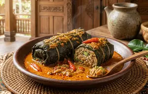 Resep Buntil Daun Singkong Isi Tempe Pedas Gurih