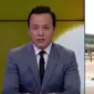 Detik-detik saat reporter tertabrak di tengah siaran langsung. (News.com.au)