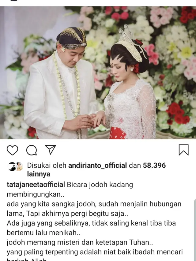 Unggahan Tata Janeeta. (Foto: Instagram @tatajaneetaofficial)