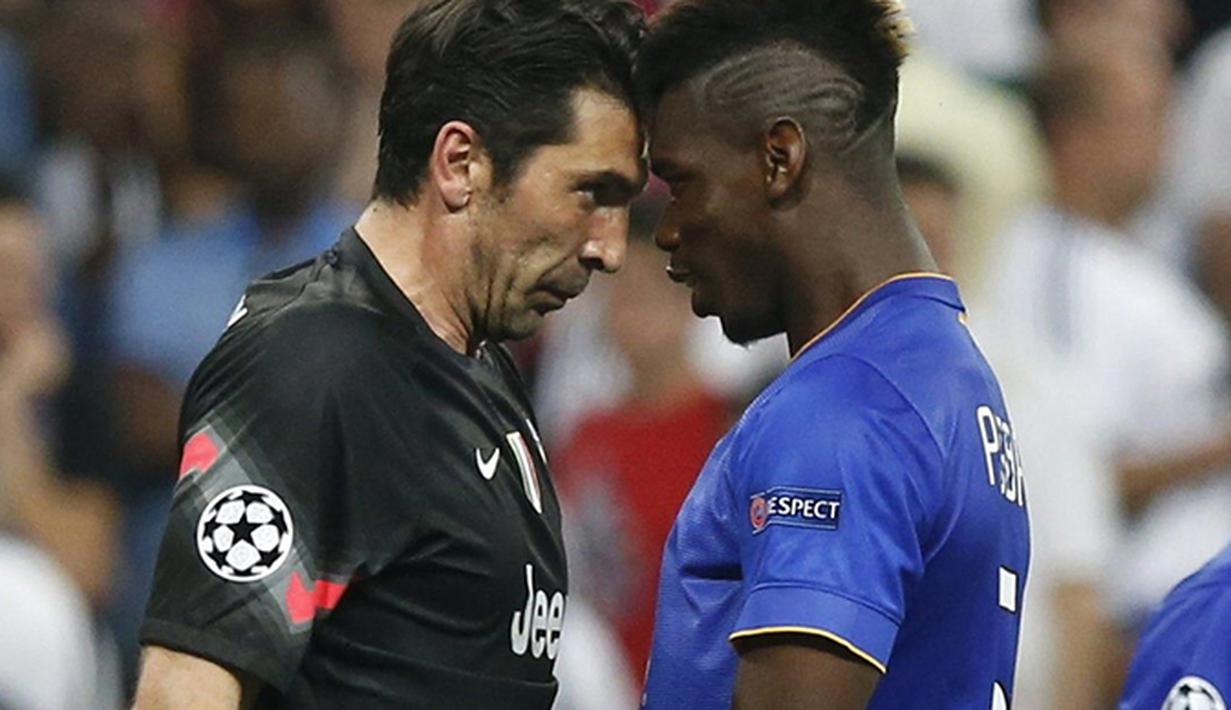 Ekspresi Paul Pogba dan Gianluigi Buffon. (EPA/Alberto Martin)