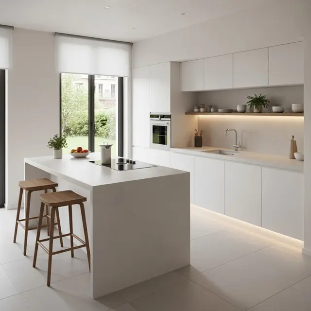 Dapur kecil dengan kitchen island (Foto: Lovart AI)