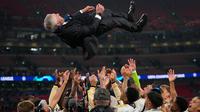 Ini menjadi gelar juara Liga Champions kelima bagi Carlo Ancelotti sepanjang kariernya sebagai pelatih. (AP Photo/Kirsty Wigglesworth)