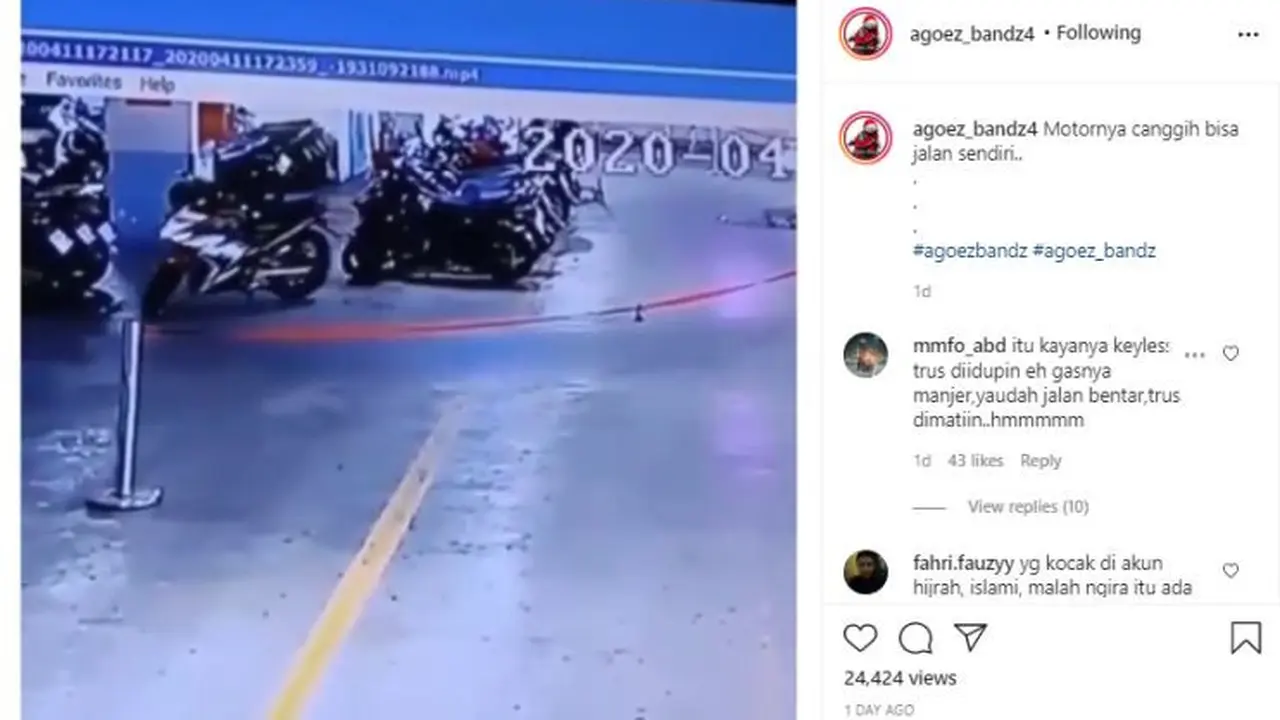 Viral Motor Jalan Sendiri di Parkiran (Instagram)
