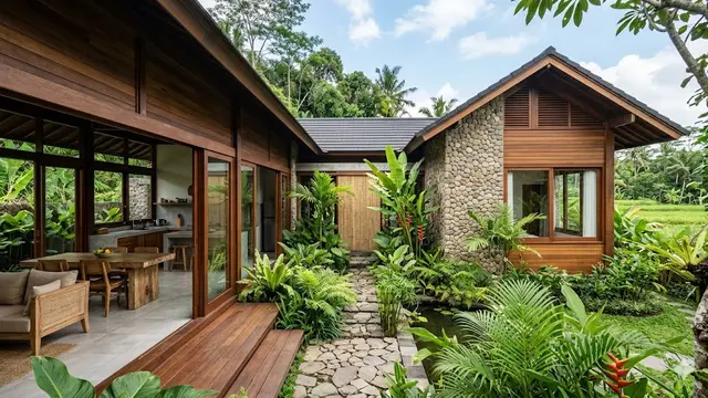 9 Contoh Rumah Desa Minimalis dengan Nuansa Kayu dan Batu Alam, Sentuhan Rustic Modern