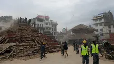 Salah bangunan bersejarah Nepal yang rusak parah adalah Kathmandu Durbar Square, Minggu (26/4/2015). Gempa berkekuatan 7,8 Skala Richter itu dikabarkan telah menghancurkan ribuan rumah termasuk bangunan bersejarah (AFP Photo/Prakash Mathema)