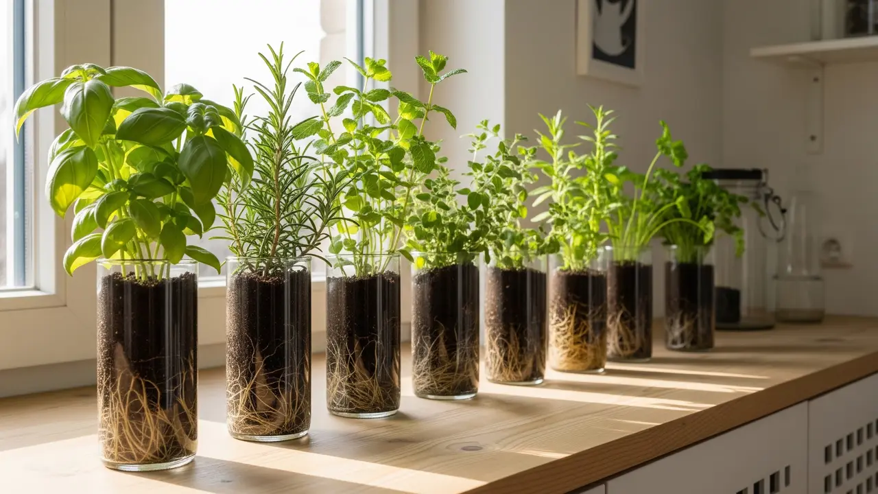 Kebun Herbal Mini di Botol Kaca Bekas