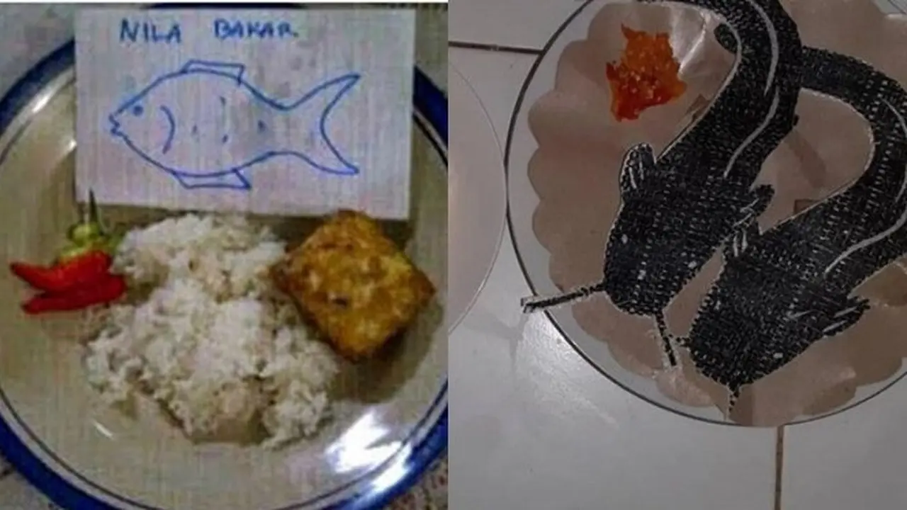 6 Imajinasi Makan Ikan di Tanggal Tua Ini Miris, Lauk dari Tulisan Kertas