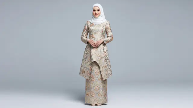 Model Baju Bridesmaid Brokat Hijab/ Ilustrasi AI