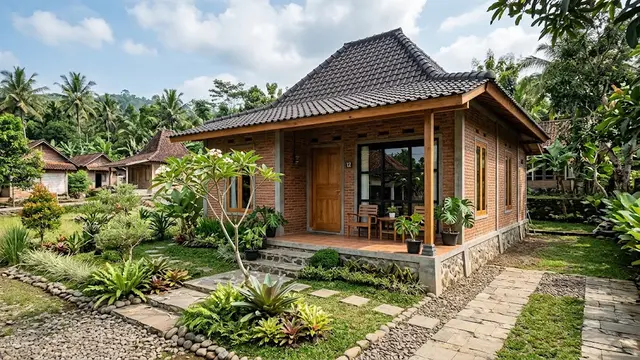 Model Rumah Desa Minimalis dengan Halaman Hijau