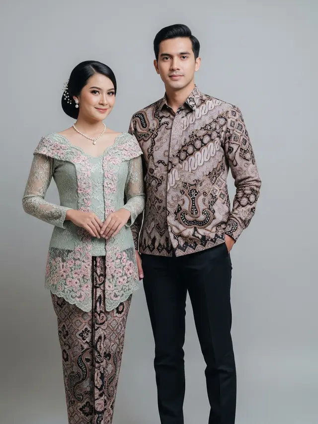 Model Baju Bridesmaid Couple Model Kebaya Modern dan Kemeja Batik