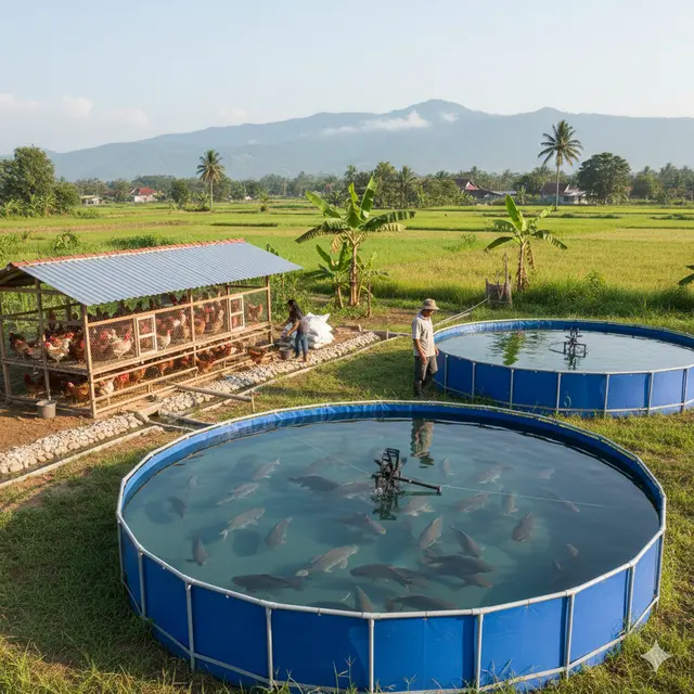 Jenis Ayam dan Ikan yang Cocok untuk Sistem Terpadu Satu Lahan (Foto: Gemini AI)