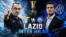 Cover prediksi Lazio versus Inter Milan di final Coppa Italia. (Bola.com/AI Generated)