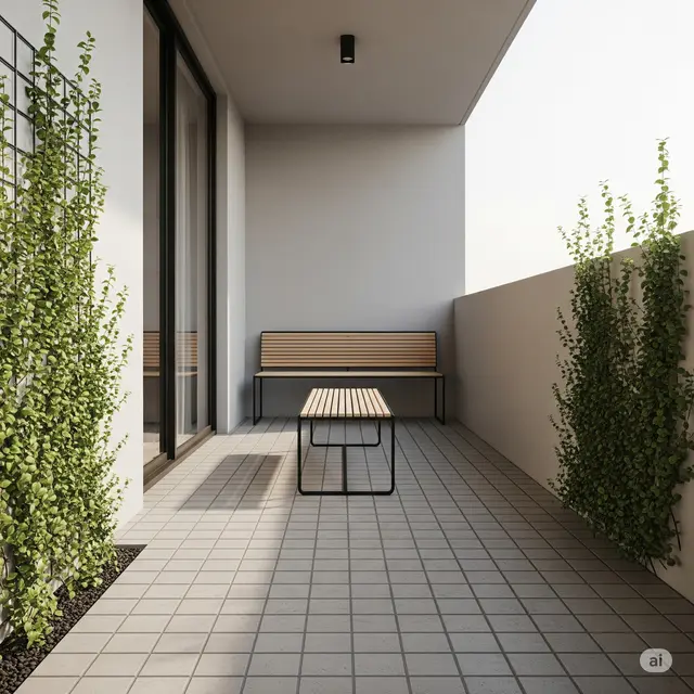 Desain Teras Rumah dengan Bangku Minimalis.